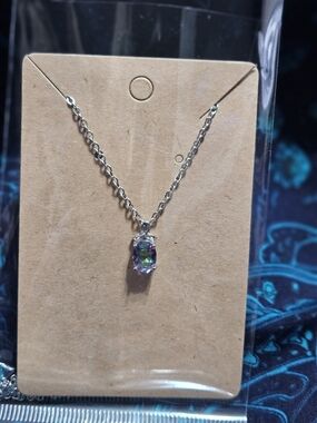 Silver 925 Necklace with Mystic Topaz Gemstone Pendant